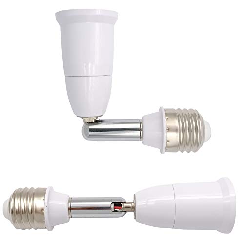 E26/E27 Light Socket Extender, 4.5 Inch Extension Socket Extender Adapter, Adjustable Vertical 180°Horizontal 360°, Flexible Medium Light Bulb Socket Converter (2-Pack) #TOP4