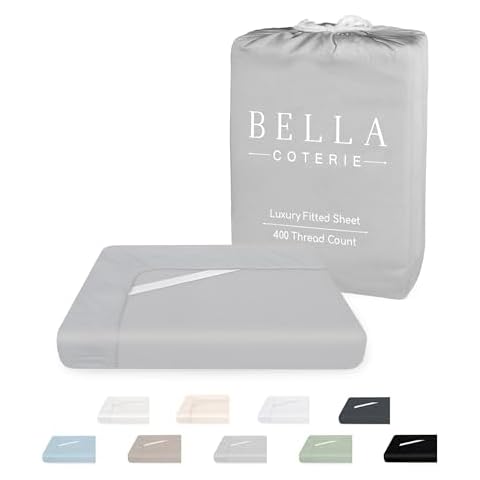 Bella Coterie Luxury King Size Fitted Sheet | Organically Grown | 100% Viscose Made from Bamboo | Ultra Soft | Cooling for Hot Sleepers | 18" Deep Pocket [Grey Mist] Cover
