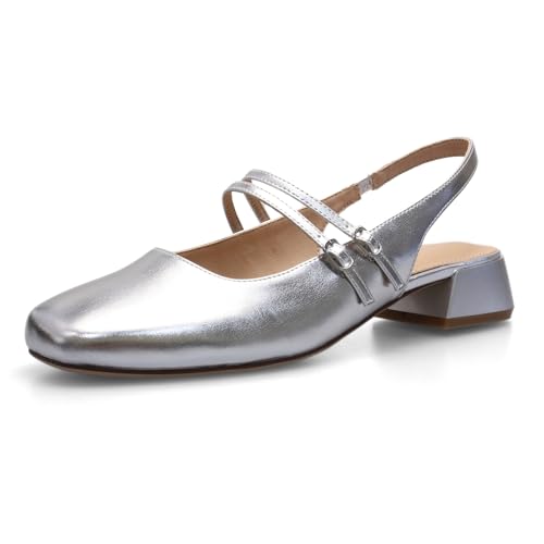 Women's Mary Jane Shoes Low Chunky Heel Patent Leather Double Strap Slingback Pumps Closed Square Toe for Party Wedding Dress