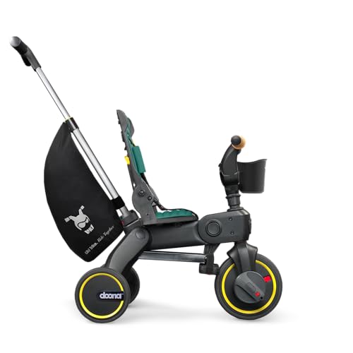Image of Doona Liki Trike S5 - Premium Foldable Trike for Toddlers, Kids /Baby Tricycle Stroller with Cushion Seat, UPF 50+ Sun Protection & Harness, Parental Control, Ages 10 Months to 3 Years, Racing Green