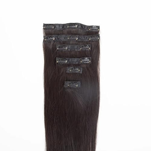 Image of Capilus 7 Piece Hair Extension Clip Set | 100% Natural Human Hair | 24 Inch | Natural Brown | Adds Length & Volume, Natural Seamless Blend