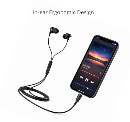 Image of Wired Earphone for Boat 300C | in-Ear Headphones with Built-in Mic | Comfortable Fit | Deep Bass Sound | Lightweight | Tangle-Free Cable | Sleek Black Design Black
