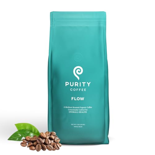 Purity Coffee FLOW Original Medium Roast Whole Bean (5lb Bag) | Specialty-Grade USDA Organic Arabica Blend | Third Party Tested for Mold, Mycotoxins & Pesticides