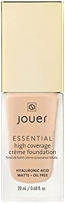 Jouer Essential High Coverage Crème Foundation - Available in 50 Shades for All Skin Tones - Healthy Ingredients - Paraben, Gluten & Cruelty Free - Vegan Friendly