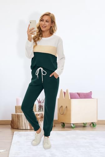 Image of Fengbay Two Piece Outfits for women Long Sleeve Crewneck Pullover Tops And Pants Sweatsuits Lounge Set with Pockets 2026