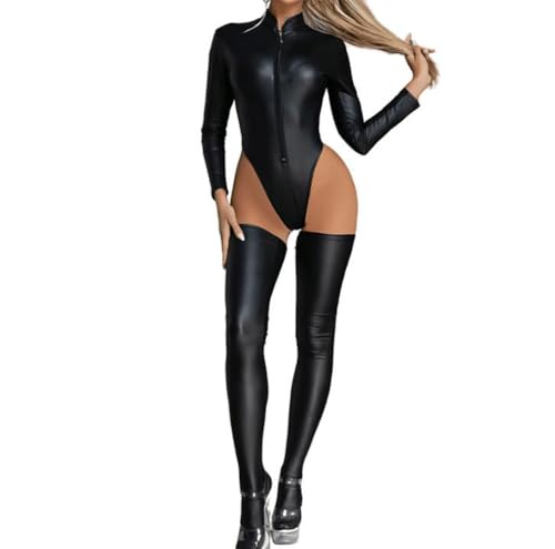 Monos de charol para mujer lencería sexy de fiesta 5