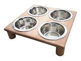 Futterbar Buche mit 4 Näpfen 200ml - Welpenbar FB-WB-4-200 - Napfhalter 30cm x 30cm x 7cm