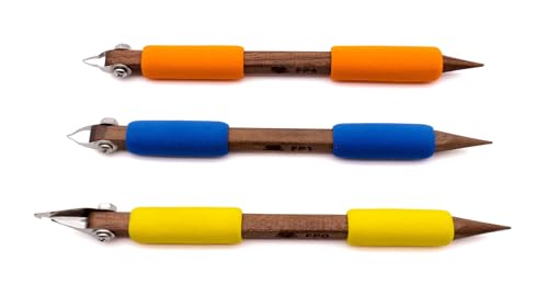 The Original DiamondCore Tools Fine Point Set 5 (FP0 FP1 FP4): Fine Line 3-Piece Pottery Carving Tool Set for Sgraffito Portrait Detail and Ceramic Surface Design