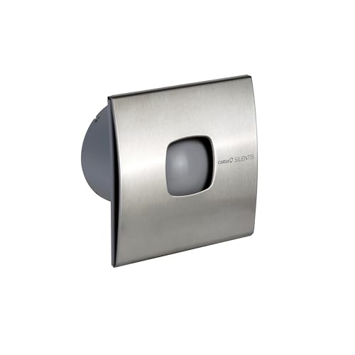 CATA Extractor Baño Silentis LN 10 INOX Frontal Extraible sin Tornillos Protector Térmico Silencioso 30 db 14x14 cm Potencia 12W Válvula Antiretorno 2300 rpm Ligero 0,64 kg Color Blanco