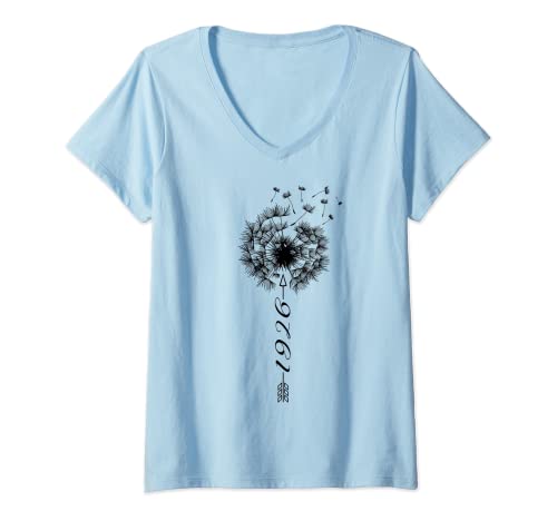Mujer Solo cumpleaños 1926 Regalo de diente flower león Dandelion Camiseta Cuello V