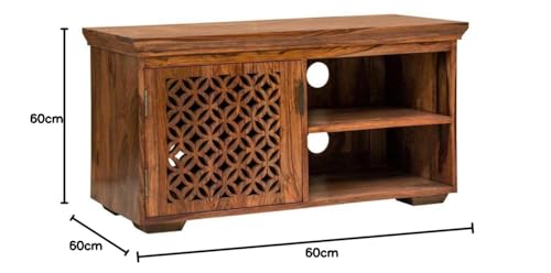 Image of COBRA CRAFT Sheesham Wood Wooden TV Cabinet Furniture Stand TV Unit for Living Room 1 Drawer 3 Shelf Tv Cabinet for Living Room