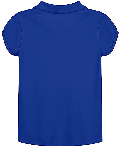 Image of Nautica Girls' School Uniform Short Sleeve Polo Shirt, Button Closure, Soft Pique Fabric