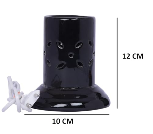 Image of Mkd2 Rise Ceramic Oil Diffuser Electric I Aroma Diffuser Oil Burer, Small (4.5 inch, Black) for Aromatherapy | Home Decor and Fragrance