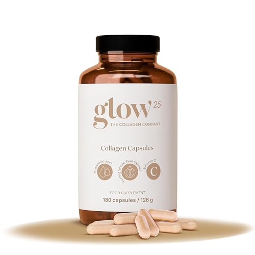 Glow25® Collageen Capsules [180 capsules] met zink, biotine en vitamine C | premium collageen | zonder toevoegingen | gemaakt in Duitsland