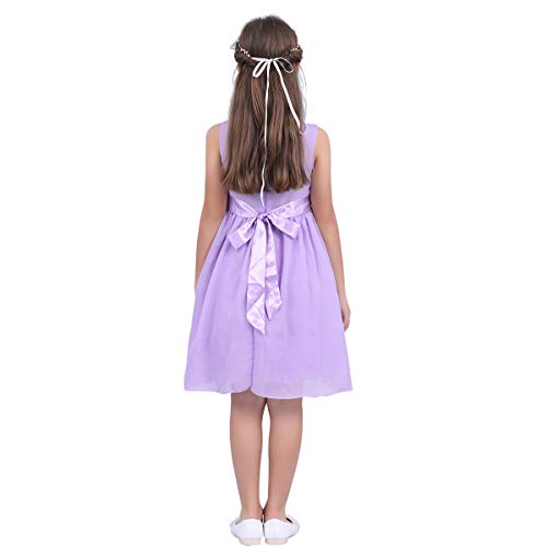 Kids Girls Flower Girl Chiffon Bowknot Back Sleeveless V-Neck A-line Wedding Dress Party Dress2