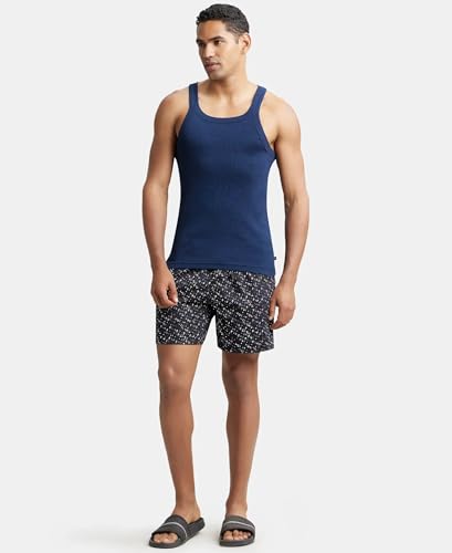 Image of Jockey US26 Men Super Combed Cotton Rib Square Neck Gym Vest - White