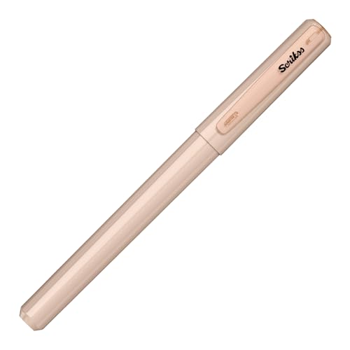 Image of Scrikss Primeo Medium Nib Fountain Pen | 3 Cartridges Included | Stainless Steel Nib & ABS Body | Latte Pastel Brown| in Blister Pack