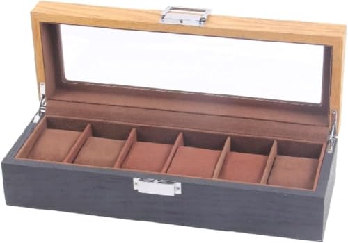Rangement montre bois YZCIS fentes boîte organisateur bijoux rétro