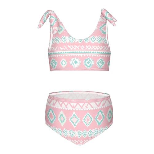 Wusikd Pink Teal Girls Swimsuits Two Piece Plaid Swimwear Bikini Set for for Girls Size 3T