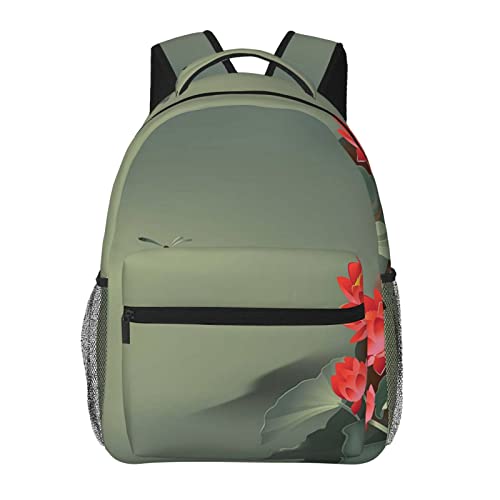 Sac à dos ordinateur portable fleur de lotus noir grand format style décontracté