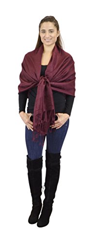 Belle Donne Women's Paisley Pashmina Shawl Wrap Scarf - Ruby Red #TOP3