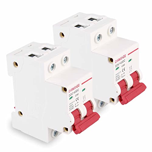 Vegena 2 Stück DC Trennschalter, Leistungsschalter, DZ47-50Z-2P, 1000V 50A, Photovoltaik-leitungsschutzschalter, Dc Leitungsschutzschalter Dc Solar Für Wohnbeleuchtung Verteilerleitungen Solar Pv