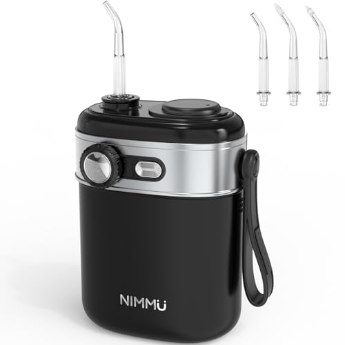 NIMMU Irrigador dental para palillos de dientes, mini irrigador dental portátil inalámbrico con tanque de agua de 160 ml, modo de perilla infinita IPX7, impermeable, ligero, irrigador dental eléctrico