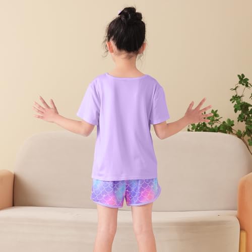 ICOSY Girls Pajamas for Kids Pajamas Toddler Girls 2 PCS Short Sleeve Top and Shorts Clothes3