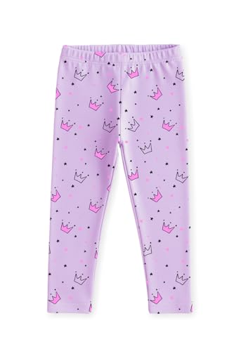 Image of Trampoline Girls Printed Leggings Pack of 3 | Cotton Lycra Stretchable Solid Leggings | Soft & Comfortable Slim Fit Bottoms for Kids - Purple, Pink & Black