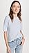 Vince Womens Striped Relaxed Elbow SLV Crew, Sky/Off White, Small