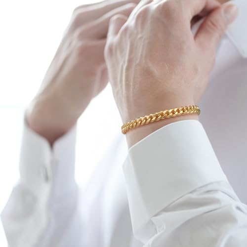 ERIN MARIE 14K Gold Bracelets for Women & Men Gold Bracelet for Women Classic Dense Cuban Link Bracelets for Men Women’s Dainty Cuban Chain Jewelry Gifts 6.5'' 7'' 7.5'' 8'' 9''4