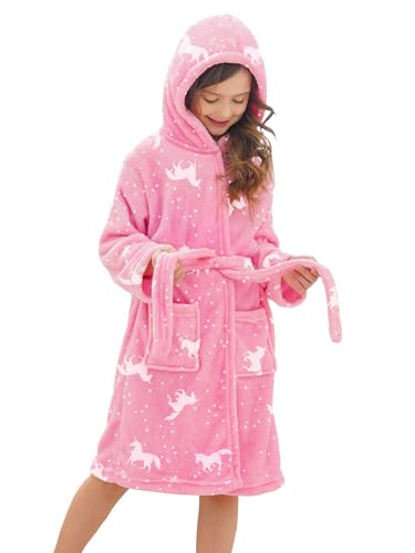 Image of Doctor Unicorn Soft Hooded Rainbow Bathrobe Sleepwear for Girls