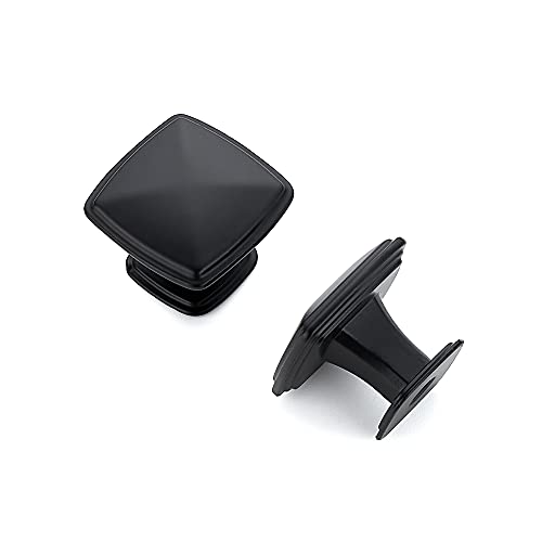 Image of Ravinte 5 Pack Matte Black Kitchen Cabinet Square Knob Single Hole Cabinet Hardware for Dresser Drawer Cabinet Pulls Drawer Knobs Cabinet Knobs