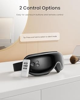 RENPHO Eyeris1 Electric Eye Massager With Heat & Vibration, Mothers Day Gifts from Daughter Son, Compression Bluetooth Music, Rechargeable,for Eyes Care, Remote Control(Battery Not Included), Black