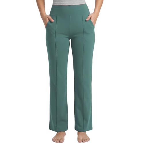 Image of NINQ Women High Waist Flare Pants Lite Regular | Smart Casual Korean Trouser for Office Wear, Gym, Sports, Travel & Daily Styling