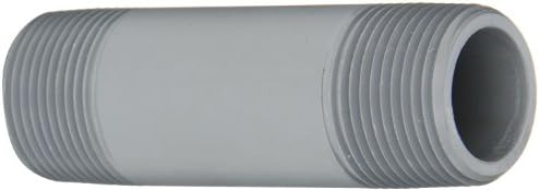CPVC Pipe Fitting, Nipple, Schedule 80, Gray, 5" Length, 1" MPT