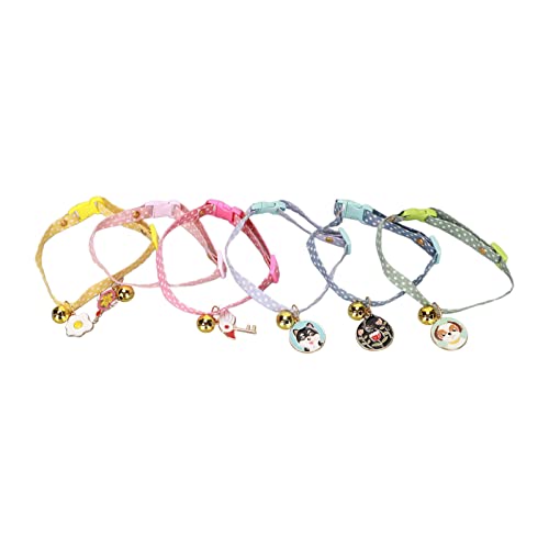 Elazaya 6Pcs Dog Collar Comfortable Regulate Cat Collar With Bell For Small Cat Kitten Puppy Daily Wear Wedding Party Pet Gifts,Accessories,Supplies #TOP1