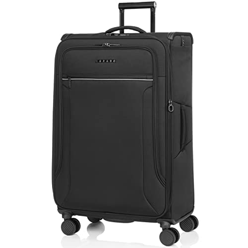 Verage Toledo Softside Expandable Luggage With Spinner Wheels, Lightweight Suitcase With Flashlight, Men And Women,Black, Checked-Large 29-Inch #TOP24