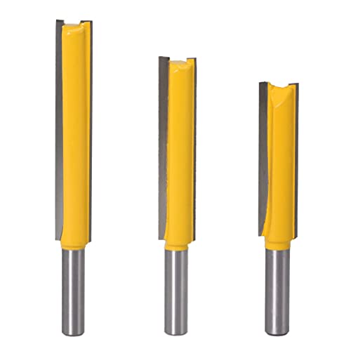 KONDAJI 3 Stück 8mm Schaft Nutfräser Lange Schnittlänge Gerades Router Bits Fräser Holzfräser Set Holzbearbeitungswerkzeuge Cover