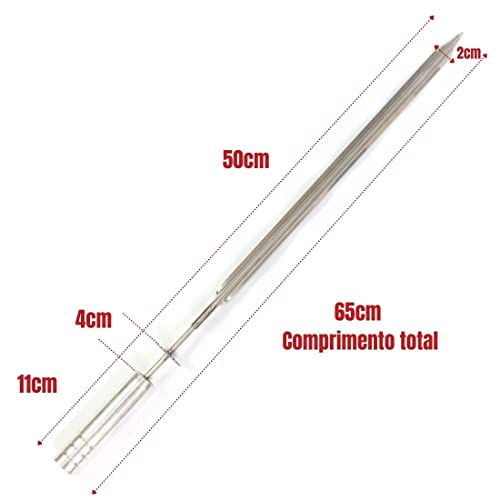 Kit 3 Espetos Espada Giratório 65cm Inox Churrasqueira Grill