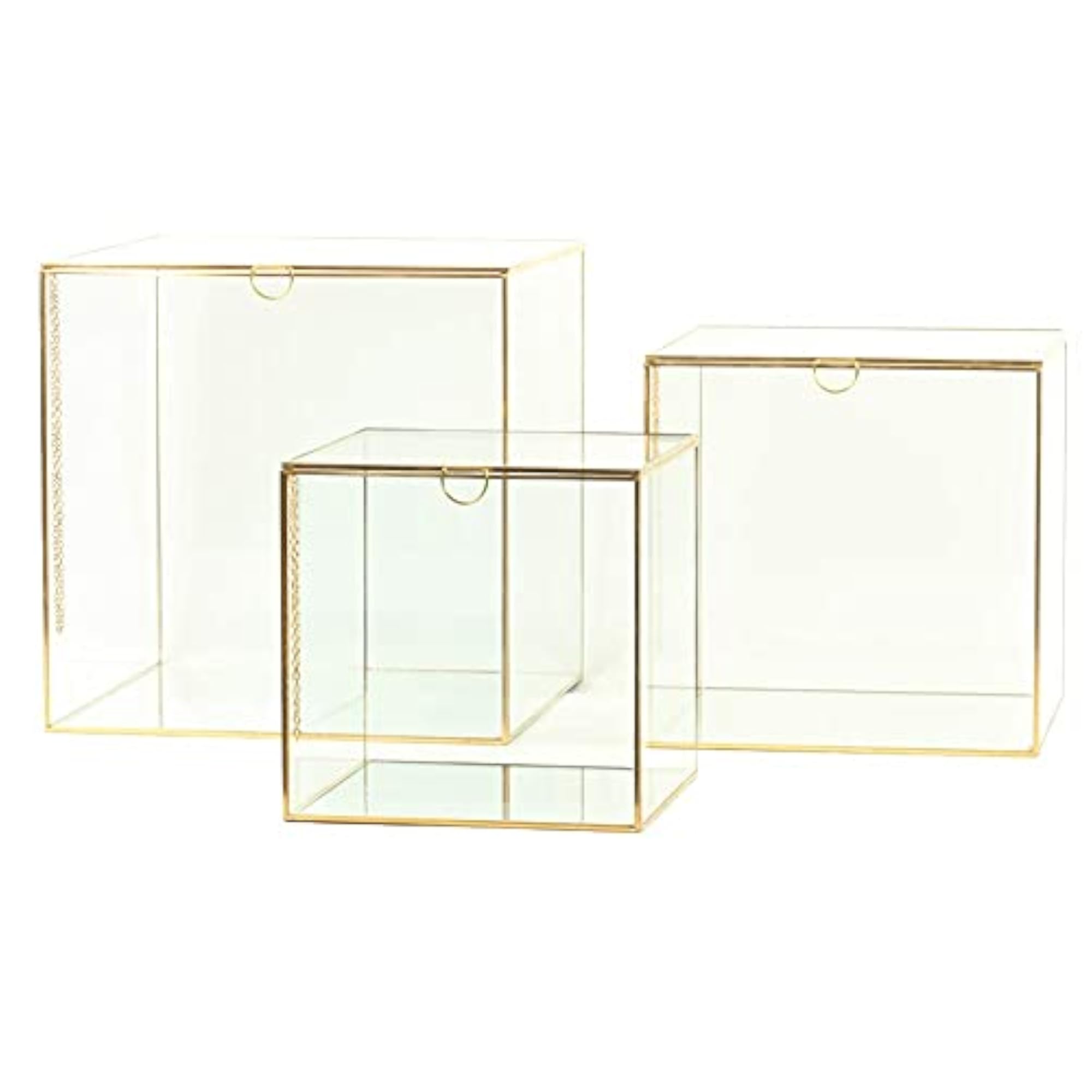 Glass Brass Storage Box Decoration, Golden Decorative Box