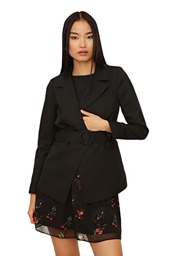 TRENDYOL Veste Bow Blouson Noir Arched Blazer, Schwarz, 38 Femme