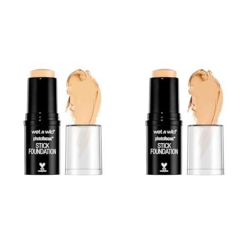 wet n wild Photo Focus Matte Foundation Stick Makeup Porcelain & Soft Ivory Vegan Cruelty-Free