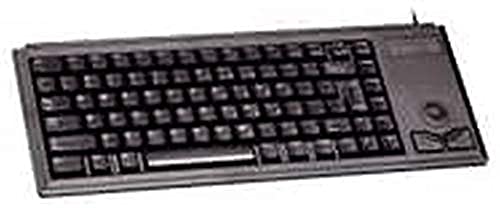 CHERRY G84-4420, Kompakttastatur mit Integriertem Trackball, USB-Anschluss, EU-Layout (QWERTY), Platzsparend & Leicht, 20 Mio. Tastenbetätigungen, Schwarz