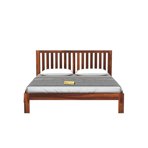 Image of SONA ART & CRAFTS Bravo Solid Sheesham Wood King Size Bed Without Storage (78x72) Double Bed King Size Cot for Bedroom (Natural Finish)