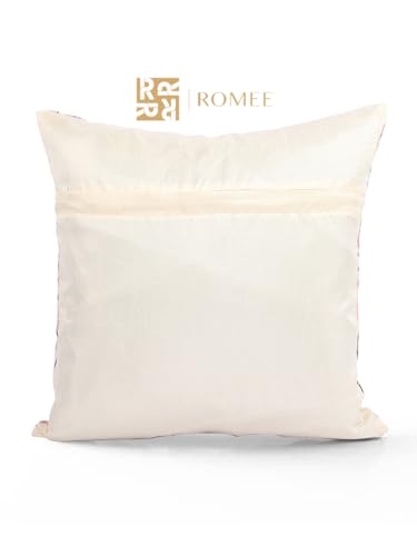 Image of ROMEE Peacock Beige Printed Jute Cushion /Pillow Covers for Sofa Pack of 5 (16 X 16 Inches)