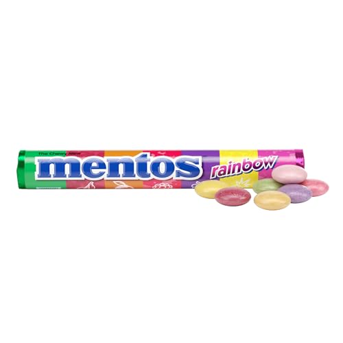 Mentos Chewy Mint Candy Roll, Rainbow Mint Candies, 14 Pieces Per Roll, 15 Count Party Pack