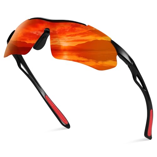 suoso Polarisierte Fahrradbrille für Herren und Damen, Halbrahmen, Sport-Sonnenbrille, MTB-Brille, für Outdoor, Laufen, Motorrad, Fahrrad, A04