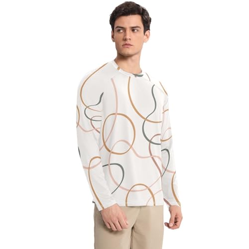 Stripes Circles Men's Rash Guard Shirts Loose Type Comfort Men's Sun Shirt Long Sleeve Summer3