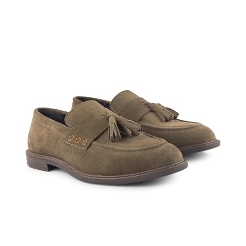 Silver Street London Men's Charleston Suede Leather Slip on Formal Casual Loafer Tassel Summer Loafer (Butter Brown, UK Footwear Size System, Adult, Men, Numeric, Medium, 9)